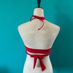 Aerie NWT  Wrap Halter Bikini Top Women's Chilly Red Swim Beach Paddle Size M Photo 3