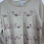 Alfred Dunner Telluride Embellished Hearts Sweater Women's Petite Medium Beige Photo 1