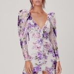 For Love & Lemons Revolve Wildflower Foil Lace Mini Dress in Lavender Sz small Photo 5