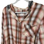 Mudd  Plaid Print Hooded Casual Flannel Button Up Shirt Junior’s Size XXL Photo 1