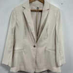 Anne Klein Womans  Blazer Large Beige White button Padded Shoulders Photo 0