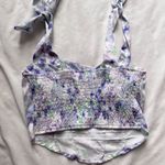 purple pastel green white floral bustier crop tank top Size XS Photo 5