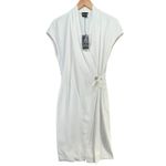 Giorgio Armani Cady Wrap Midi Dress 46 US 10 White Cap Sleeve Timeless Luxury Photo 2
