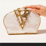 Ramla La Perle Mother of Pearl Brass Gold Clutch with Chain New! Photo 1