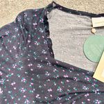 Mamalicious Maternity Scoop Neck Top Black Ditsy Floral Print Long Sleeve Size S Photo 4