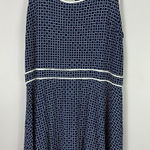 Ann Taylor Dress XXL Navy Geometric Fit Flare Preppy Quiet Luxury Coastal Chic Photo 0