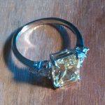 Simulated Peridot and White Diamond Sterling Silver Ring (Size 6) Photo 7