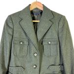 Anne Klein Wool Utility Blazer Jacket Womens 8P Green Old Money Quiet Luxury Photo 2