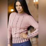 Qiviuk Ines Pullover Sweater Bison Merino Mulberry Silk Knit Pink Small EUC Photo 10