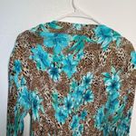 Vintage Great Cavalier by St. Paul Reversible Blouse Teal Floral Animal Print Blue Size M Photo 8