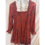 Patrons of Peace Red Fall Floral Smocked Square Neck Tiered Mini Dress Size S Photo 8