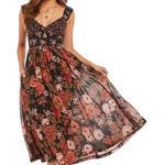 Free People Love You Midi Dress Womens M Black Floral Boho Romantic Sleeveless Photo 0