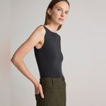 Quince NWT Black Stretch Cotton Jersey Boat Neck Tank Size XL Photo 2