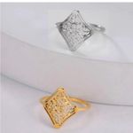 Boutique NEW 14k White Gold Plated Cut Out Filigree Hollow Flower Ring,‎ Size 7 Photo 10