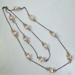 Source Unknown Sterling Silver Freshwater Pearl Angel Skin Coral Long Layering Necklace Photo 0