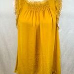 Max edition mustard yellow gold ruffle trim smocked top size medium Photo 0