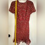 Urban Outfitters Outfitters Red Floral Dress Cap Sleeve Gathered Ruched Skirt XS-TP Photo 3