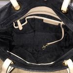 Michael Kors MICHAEL Pebbled Leather Black Beige Straps Shoulder Tote Purse Photo 6