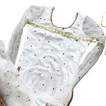 NEW Indian Bollywood 3Pcs Ready To Wear Satin Sequins Heavy Red Border Suit White Size 8 Photo 7