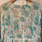 The Fox and the Mermaid Calista V Neck Tassel Floral Printed Mini Dress Blue Size M Photo 10