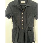 Urban Outfitters UO Denim Short Jumpsuit Romper in Black Size Medium with Waist Tie Photo 5