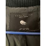 ZARA  Woman‎ Down Puffer Coat Black Faux Fur Trim Hooded Longline Jacket Large Photo 2