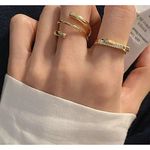 Boutique NEW Women's 14 Gold Filled Bar Simulated Diamond Ring, Adjustable Photo 5