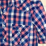Gap Snap Button Down Short Sleeve Plaid Top XL Photo 1