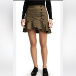 Veronica Beard  Claremont Flounce Military Style Olive Green Skirt Photo 2
