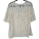 Gap NWT  Womens Sheer Floral Lace Short Sleeve Blouse Top Ivory Sz Large Femini e Photo 1