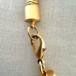 Gold Tone Herringbone Snake Chain Necklace w/ Sculptural Slide Pendant Photo 6