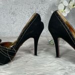 Shiekh  Black and Gold Velvet Heels - Size 9 Photo 4