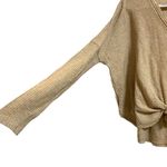 Urban Outfitters Out From Under Medium Waffle Knit Top Beige Oversized VNeck Tie Photo 3