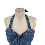 Alice + Olivia Janessa Mini Dress Sleeveless Denim Button Front Blue Size 6 Photo 2