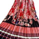 Dalia MacPhee Floral Pleated Printed Midi Dress Satin Sweetheart Size Medium Red Photo 4