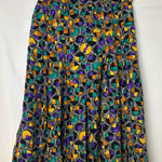 Adolfo Vintage Saks Fifth Avenue Pleated Silk Skirt Grey Gold Teal Dots Small Photo 0