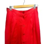 Vintage Red 100% Linen Button Front High Waisted Preppy Coastal Maxi Skirt Size M Photo 3