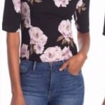 Free Press Black Floral Cropped Blouse Square Neck NWT Medium Photo 0