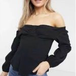 Topshop | Black Bengaline Blouse Off Shoulder Corset Style Top Size 6 Photo 7