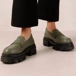 ALOHAS  Chunky Lug Sole Leather Trailblazer Loafers in Dusty Olive Photo 0