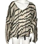 Sanctuary Shirt Women Small Zebra Print Pocahoncho Dolman Sleeve Tassel Edgy Fun Photo 0