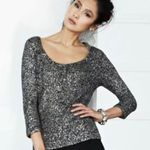 Eileen Fisher  - Black / Silver Karma Shimmer Knit Sweater - Small Photo 0