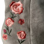 Report Sierra Faux Suede Leather Floral Embroidered Side Zip Block Heel Booties Gray Size 9 Photo 2