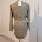 NWT Cozy Waffle Knit Crewneck Sweater Dress with Belt Tan Size Medium Photo 7
