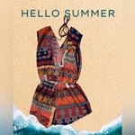 On Twelfth Floral Romper Size S Sleeveless Multicolor Shorts Shelf Open Back. Orange Photo 4