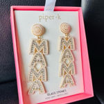 Piper K Mama Earrings with Glass Stones​ Gold Photo 0