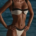 MONDAY SWIMWEAR Santorini Bikini BOTTOM Black Cream Size Medium M Swimsuit Photo 0