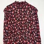 ZARA Black Red Floral Printed High Neck Long Sleeve Midi Dress Photo 4