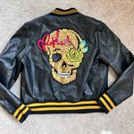 Leather jacket with fancy skull. XS/S Black Photo 1