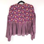 Free People  Malia Babydoll Jacket Tie Front Floral Beaded Purple Oversized XS Photo 1